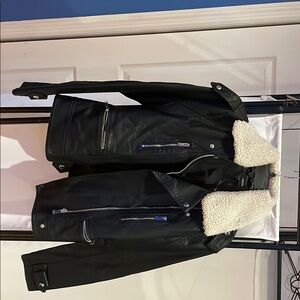 Forever 21 Black Jacket with Shearling Trim